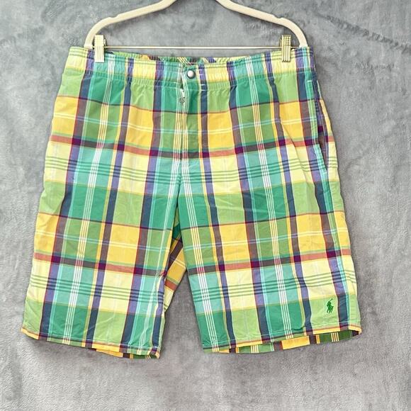 Polo Ralph Lauren Multicolor Swim Trunks Shorts Mens XL Madras Plaid Lined‎ - Picture 1 of 15